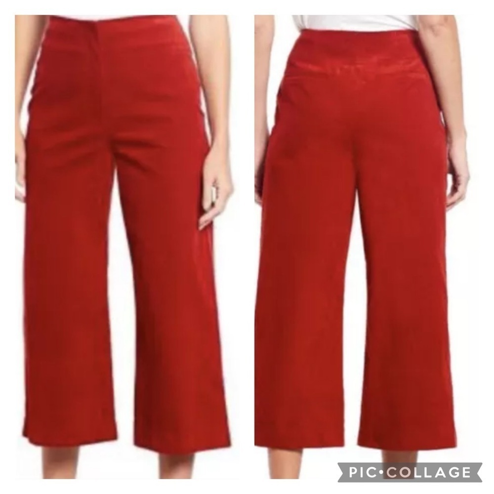 GIANNI BINI / Maureen Red Spice Corduroy High Rise Crop Pants Size 10 - Picture 2 of 10